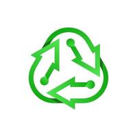 logo de recyclage vert. icône de recyclage. vecteur écologique recyclé. recycler le symbole de l'écologie des flèches. flèche de cycle recyclé. symbole environnemental. v