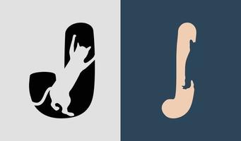 ensemble de conceptions de logo de chat de lettres initiales j. vecteur
