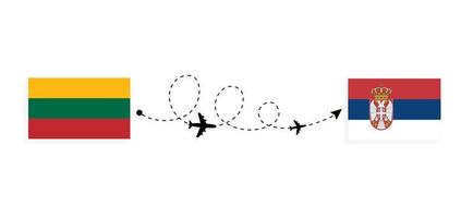 vol et voyage de la lituanie à la serbie par concept de voyage en avion de passagers vecteur