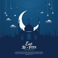 eid el fitr moubarak. publicités créatives pour les médias sociaux, bannière, affiche, conception de modèle de carte de voeux vecteur