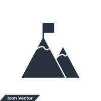 illustration vectorielle de montagne icône logo. montagne avec un modèle de symbole de drapeau pour la collection de conception graphique et web vecteur