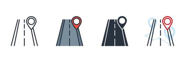 illustration vectorielle de route icône logo. modèle de symbole d'emplacement de route et de broche pour la collection de conception graphique et web