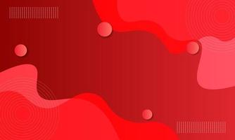 fluide dégradé rouge abstrait avec fond de forme de vague et de cercle. vecteur