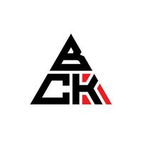 création de logo de lettre triangle bck avec forme de triangle. monogramme de conception de logo triangle bck. modèle de logo vectoriel triangle bck avec couleur rouge. bck logo triangulaire logo simple, élégant et luxueux.