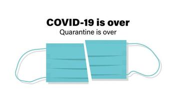 covid-19 et la pandémie est terminée la quarantaine du coronavirus mettant fin à l'illustration vectorielle plate. vecteur