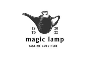 vecteur de conception de logo de lampe aladdin magique rétro vintage