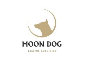 loup chien coyote dingo avec vecteur de conception de logo croissant de lune