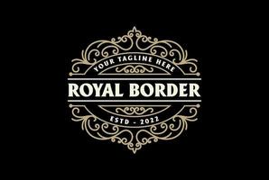 ancien cadre royal frontière insigne emblème étiquette logo design vecteur