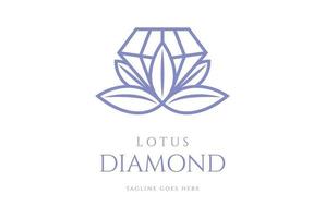 diamant cristal gemme lotus fleur feuille plante pour la nature bijoux logo design vecteur