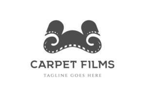 lettre rétro vintage w ou bande de film de tapis pour le vecteur de conception de logo de production de film de cinéma