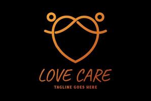 ligne de corde humaine simple coeur d'amour ou visage de petite fille pour le vecteur de conception de logo de soins de fondation de charité communautaire