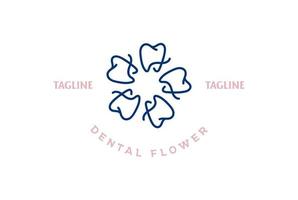 dent dents et fleur dentiste dentisterie vecteur de conception de logo dentaire