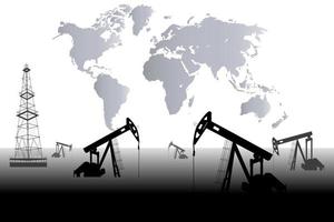 silhouette d'appareils de forage pétrolier ou gazier sur fond de coucher de soleil. Industrie pétrolière. illustration vectorielle. vecteur