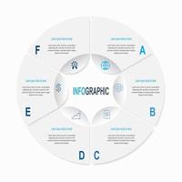 infographie circulaire avec 6 étapes et icônes vecteur