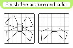 compléter l'arc de l'image. copier l'image et la couleur. terminer l'image. livre de coloriage. jeu d'exercices de dessin éducatif pour les enfants vecteur