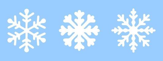 flocons de neige blancs sur fond bleu. éléments isolés dans un style plat. ensemble élégant pour votre conception de nouvel an ou de noël. illustration vectorielle. vecteur