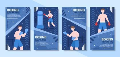 boxe professionnelle sport médias sociaux histoires modèle dessin animé fond illustration vectorielle