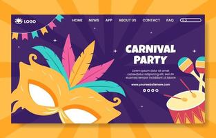 joyeux carnaval fête médias sociaux page de destination modèle dessin animé fond illustration vectorielle
