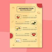 modèle de menu de cuisine japonaise illustration vectorielle de dessin animé plat fond vecteur