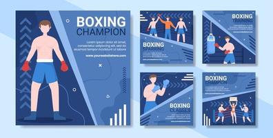 boxe professionnelle sport médias sociaux post modèle dessin animé fond illustration vectorielle