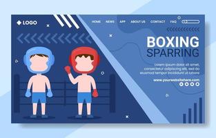 boxe professionnelle sport médias sociaux landing page modèle dessin animé fond illustration vectorielle vecteur