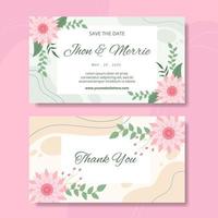 carte de mariage floral modèle horizontal plat dessin animé fond illustration vectorielle vecteur