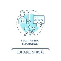 maintenir l'icône de concept turquoise de réputation. problème de base de l'illustration de la ligne mince de l'idée abstraite de démarrage. dessin de contour isolé. trait modifiable. vecteur