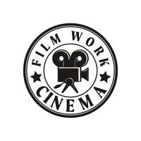création de logo de studio de cinéma caméra rétro vintage vecteur