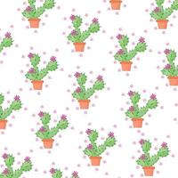 cactus à fleurs roses sur fond clair. joli motif vectoriel avec cactus