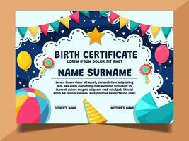 modèle de certificat de jour de naissance vecteur