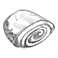 croquis d'un petit pain avec confiture, cannelle. isolé sur fond blanc. illustration vectorielle dessinée à la main. style rétro. vecteur