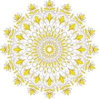 conception ornementale de mandala de coloration de vecteur scintillant. pétales de couleur jaune. cercle et symétrique