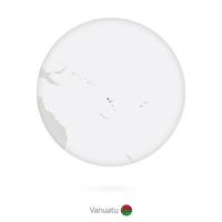 carte du vanuatu et drapeau national dans un cercle. vecteur