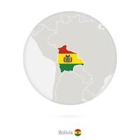 carte de la bolivie et drapeau national dans un cercle. vecteur
