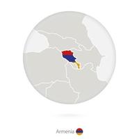 carte de l'arménie et drapeau national dans un cercle. vecteur