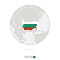 carte de la bulgarie et drapeau national dans un cercle. vecteur