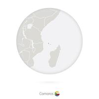 carte des comores et drapeau national dans un cercle. vecteur