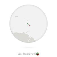 carte de saint kitts et nevis et drapeau national en cercle. vecteur