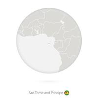 carte de sao tomé et principe et drapeau national en cercle. vecteur