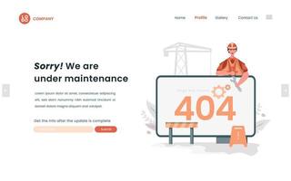 erreur 404 concept d'illustration de maintenance de site Web vecteur