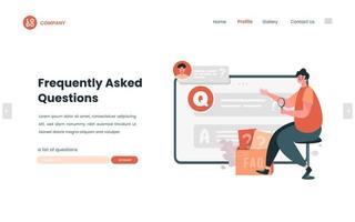 illustration de question en ligne pour la conception de page de site web faq vecteur