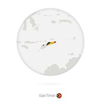 carte du timor oriental et drapeau national dans un cercle. vecteur