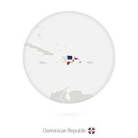 carte de la république dominicaine et drapeau national dans un cercle. vecteur