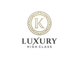 lettre k logo calligraphique victorien de luxe royal antique avec cadre ornemental. vecteur