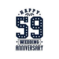 59e anniversaire, joyeux 59e anniversaire de mariage vecteur