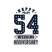 Célébration du 54e anniversaire, joyeux 54e anniversaire de mariage vecteur