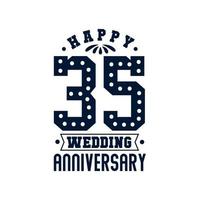 Célébration du 35e anniversaire, joyeux 35e anniversaire de mariage vecteur