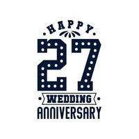 27e anniversaire, joyeux 28e anniversaire de mariage vecteur