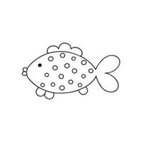 mignon poisson mer ou rivière créature contour simple doodle illustration vectorielle, clipart de la vie marine, page de coloriage, activité de loisirs pour les enfants vecteur