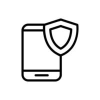 application de protection de vecteur d'icône de téléphone. illustration de symbole de contour isolé